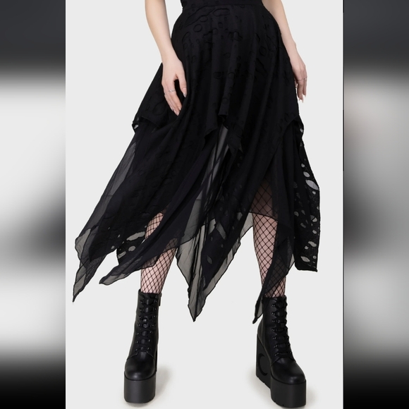 Killstar Black Asymmetrical Women's Skirt - Picture 4 of 5